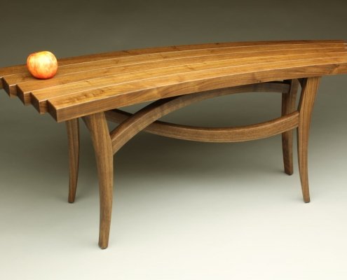 custom helix bench made of walnut wood
