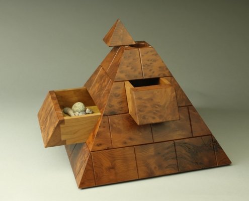 heirloom treasure box, burl cherry pyramid box